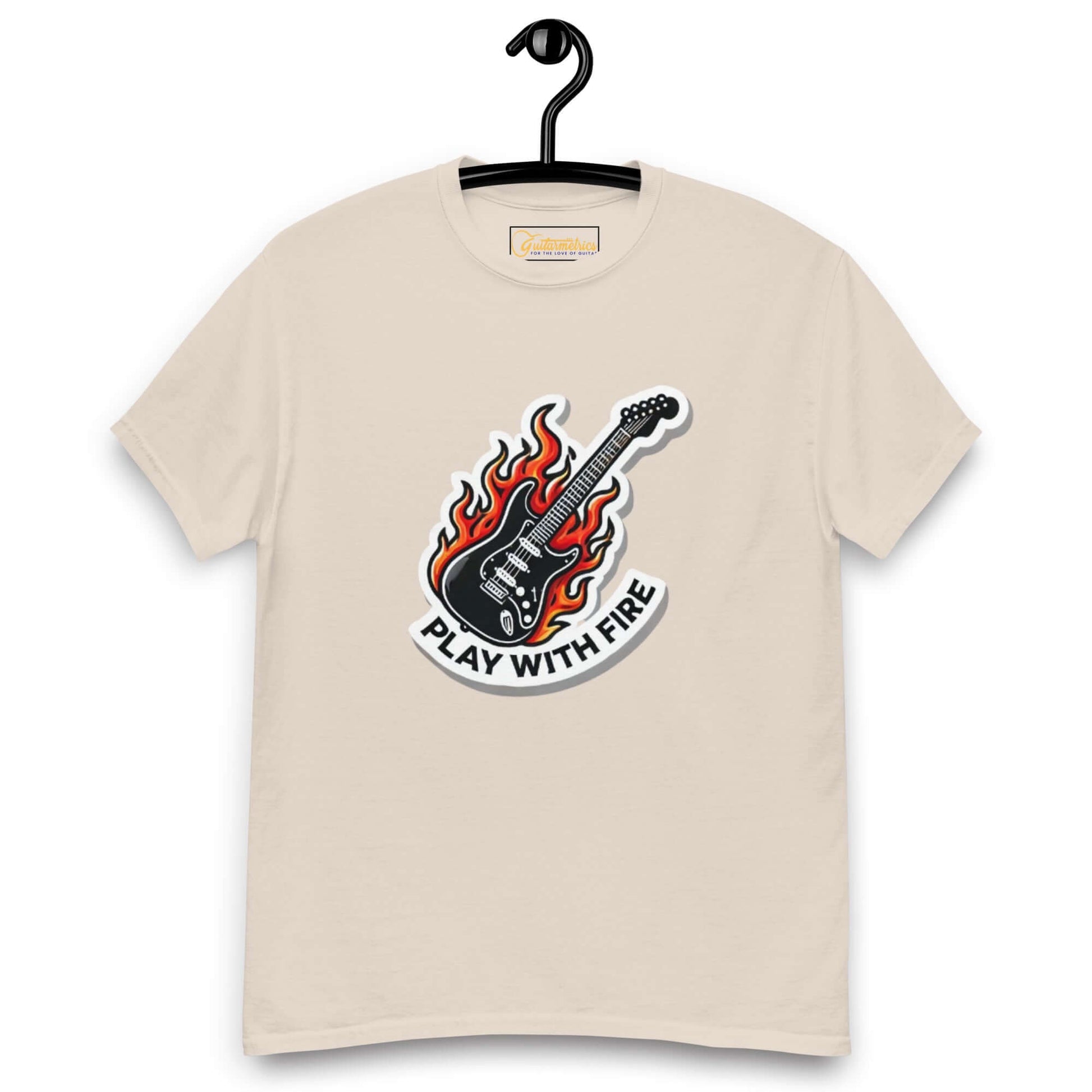 Play with Fire Unisex Guitar T-shirt Natural guitarmetrics