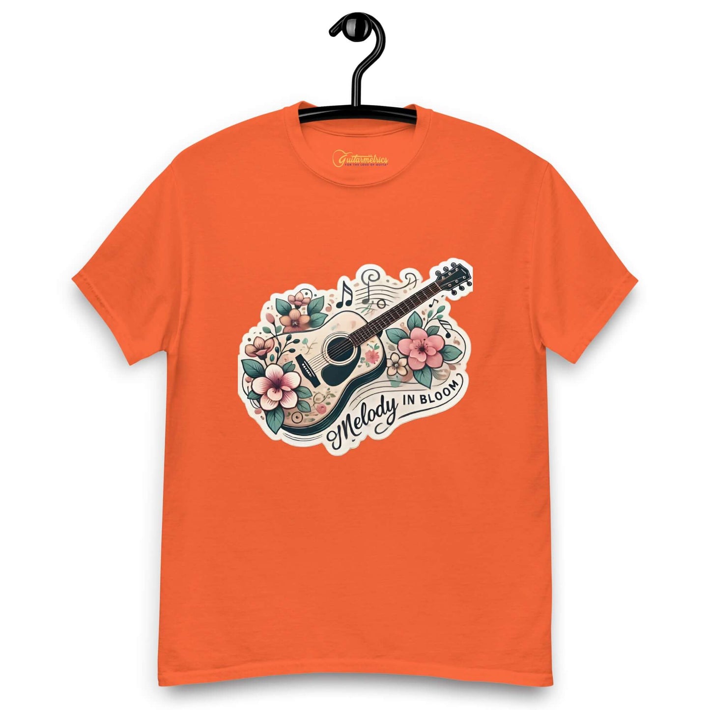 Melody in Bloom Unisex Guitar T-shirt Orange guitarmetrics