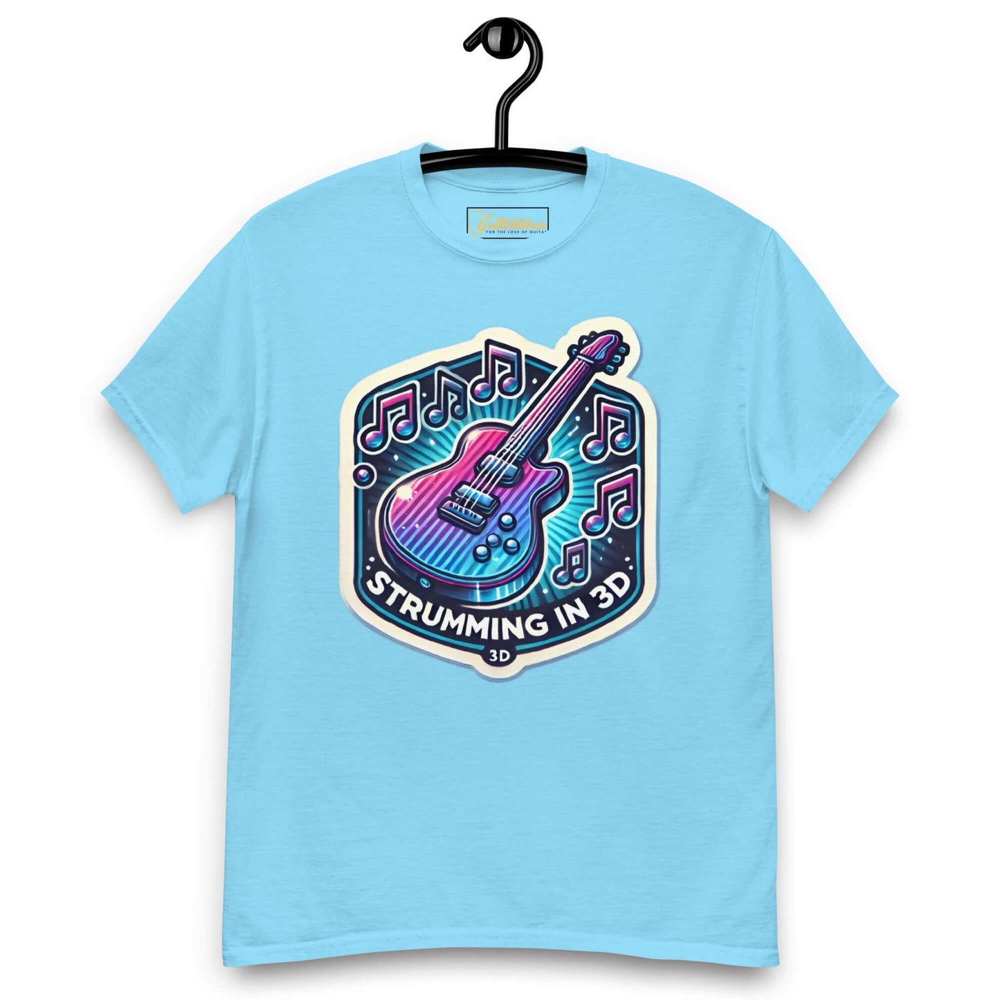 3D Strumming Unisex Guitar T-shirt Sky guitarmetrics