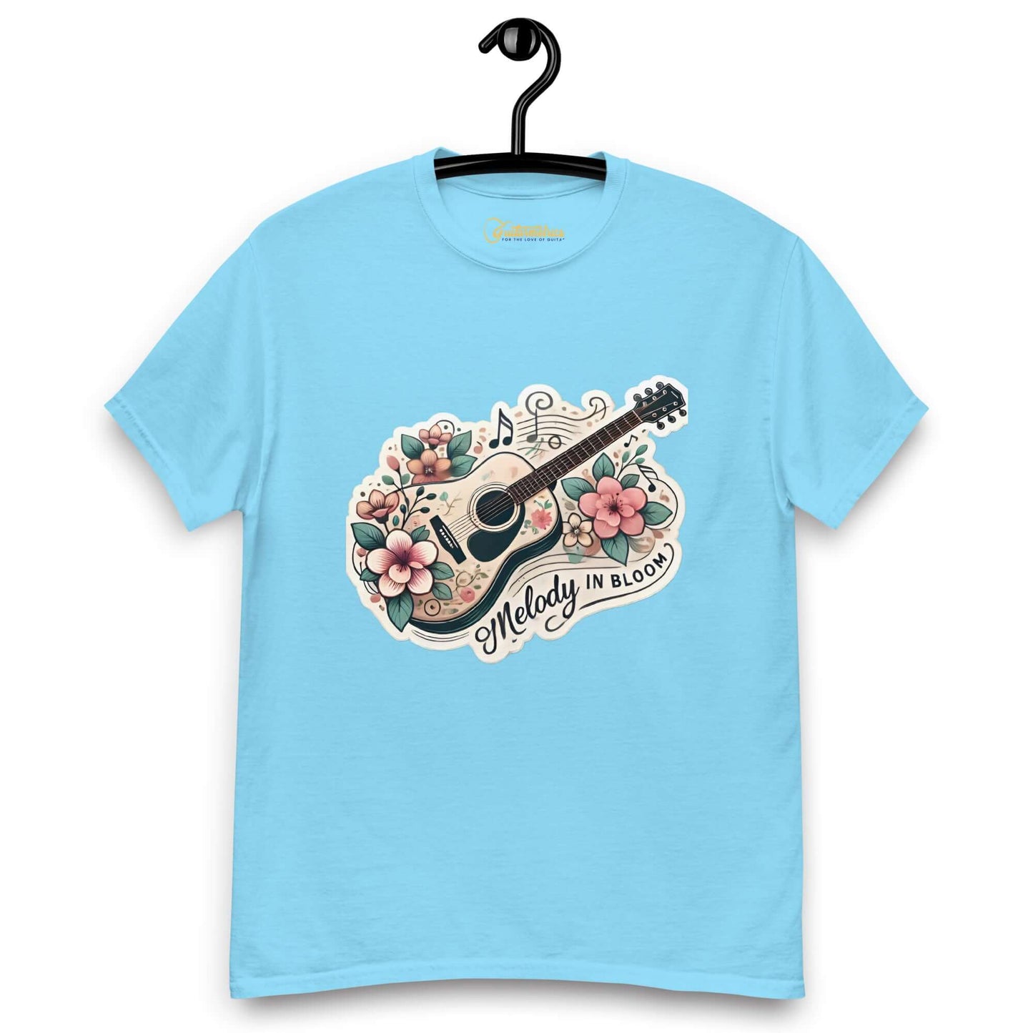 Melody in Bloom Unisex Guitar T-shirt Sky guitarmetrics