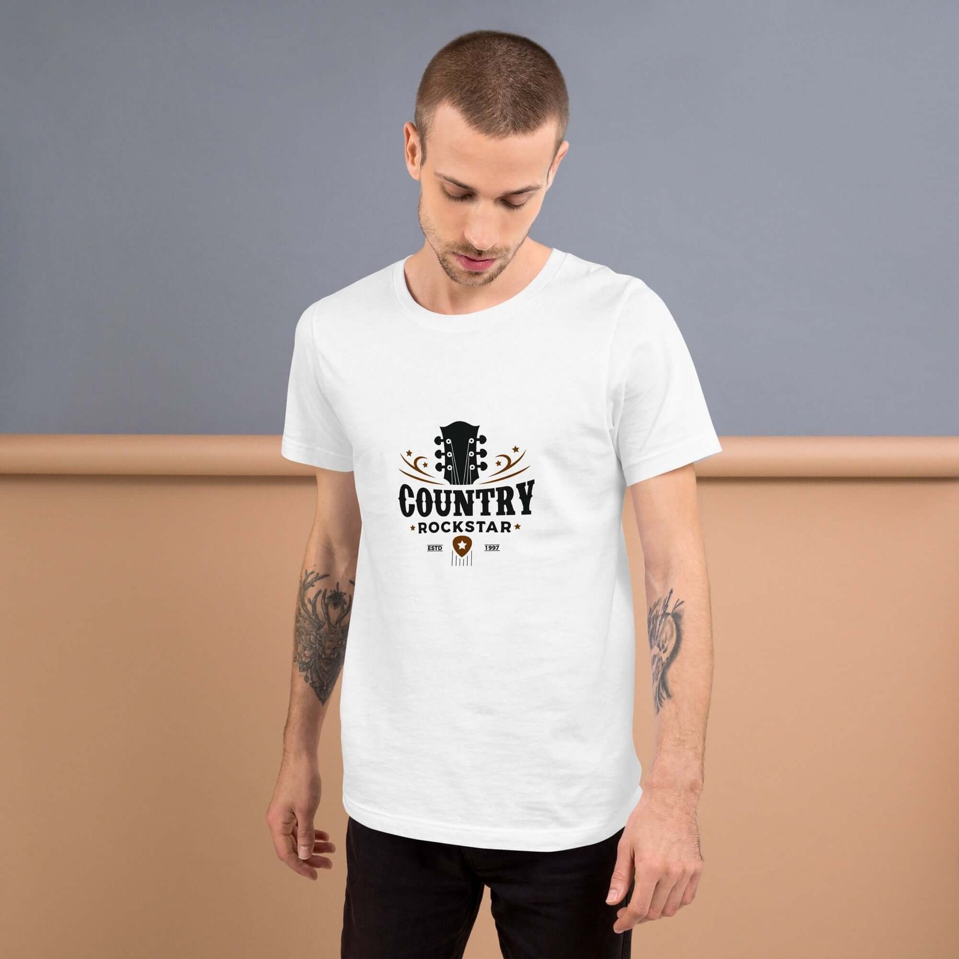 Country Rockstar Premium White Unisex t-shirt guitarmetrics