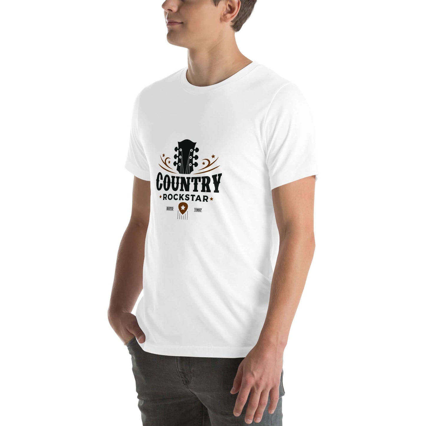 Country Rockstar Premium White Unisex t-shirt guitarmetrics