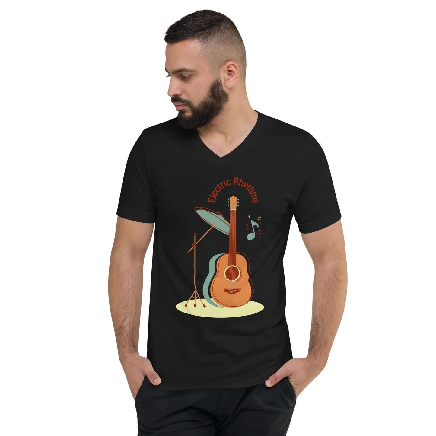 Guitar art Unisex Short Sleeve V-Neck T-Shirt guitarmetrics