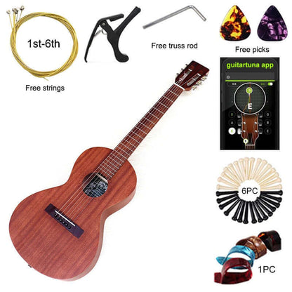 V- Glorify Mini Acoustic Guitar 36 Inch m1 brown 36 inches guitarmetrics