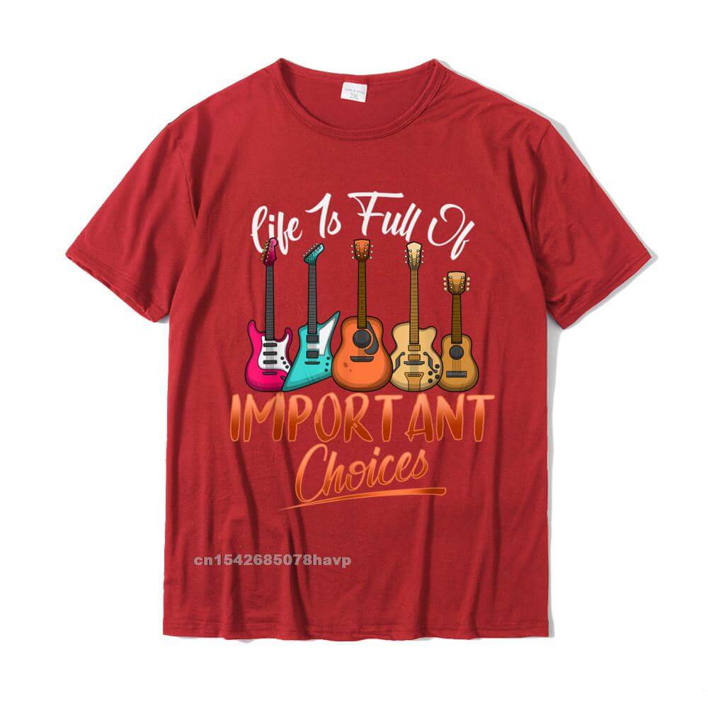 Life Is Full Of Important Choices Funny Guitar T-Shirt Red guitarmetrics