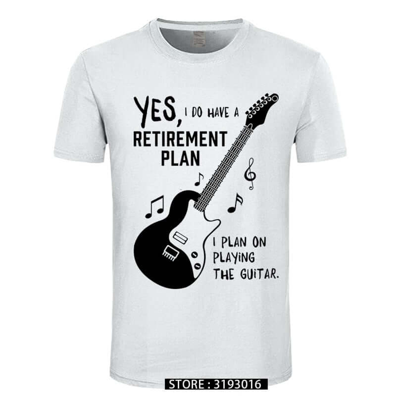 I Plan on Playing The Guitar Funny Music T-Shirt white black guitarmetrics