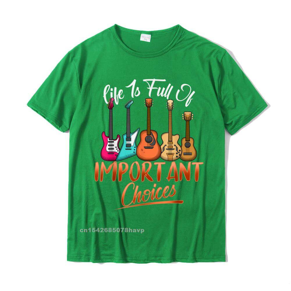 Life Is Full Of Important Choices Funny Guitar T-Shirt Green guitarmetrics
