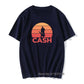 Johnny Cash Guitar Sunset print T Shirt Navy guitarmetrics