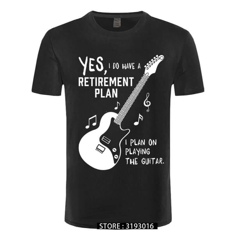 I Plan on Playing The Guitar Funny Music T-Shirt black white guitarmetrics