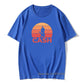 Johnny Cash Guitar Sunset print T Shirt Blue guitarmetrics