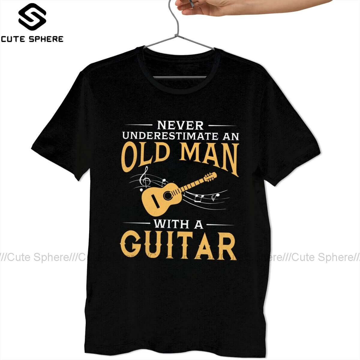 An Old Man With A Guitar print T-Shirt guitarmetrics