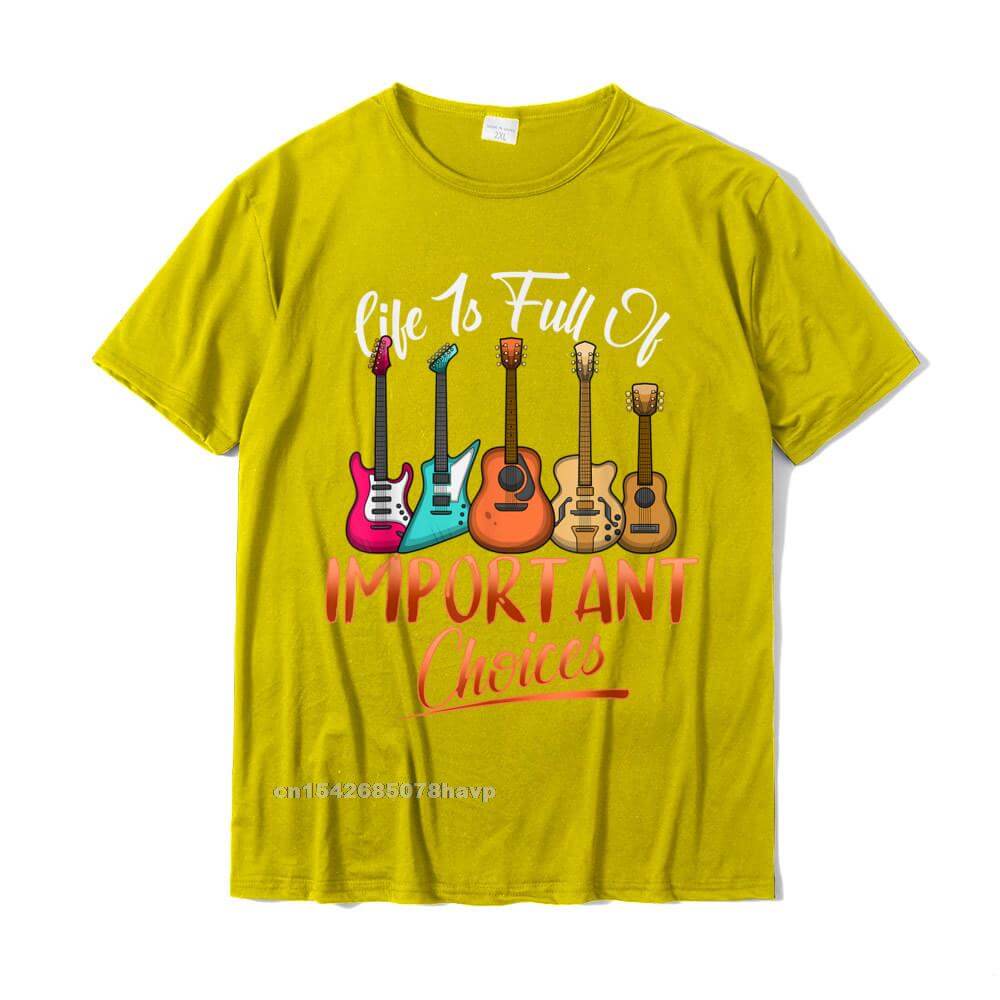 Life Is Full Of Important Choices Funny Guitar T-Shirt Yellow guitarmetrics