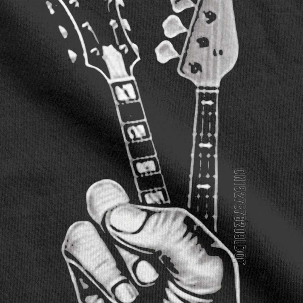 Hipster Bass and Electric guitar victory T Shirt Print guitarmetrics