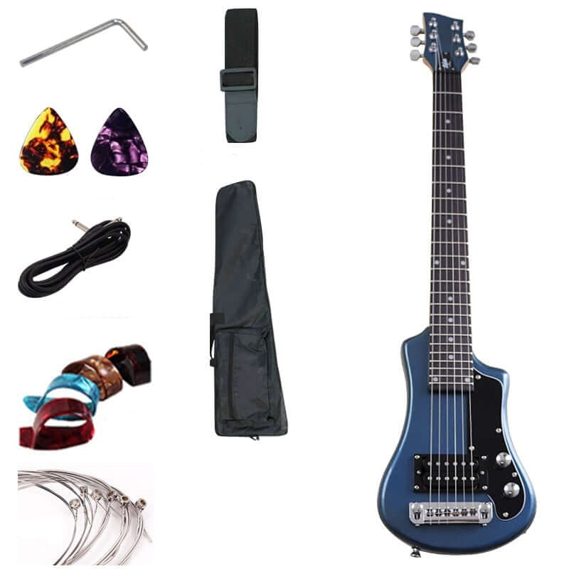 V-Glorify Mini electric travel guitar M1 blue 34 inches guitarmetrics