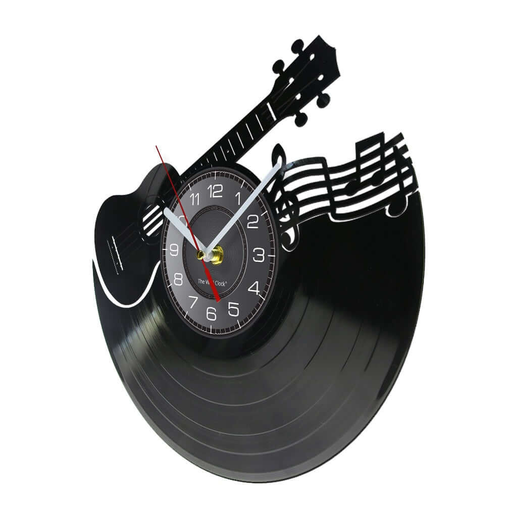 Vinyl record LED Guitar wall clock guitarmetrics