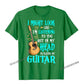 Unique and funny guitar print t-shirt Green guitarmetrics