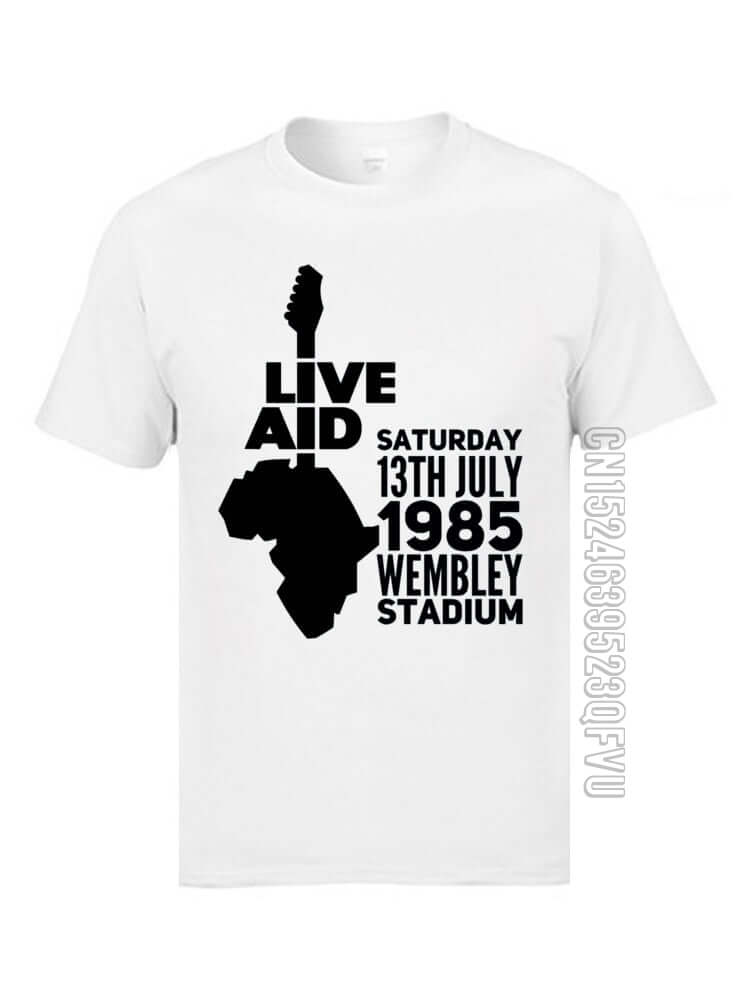 Live Aid Rock Music guitar print T-shirt guitarmetrics