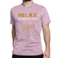 Relax The Bass Player print Tshirt Pink guitarmetrics