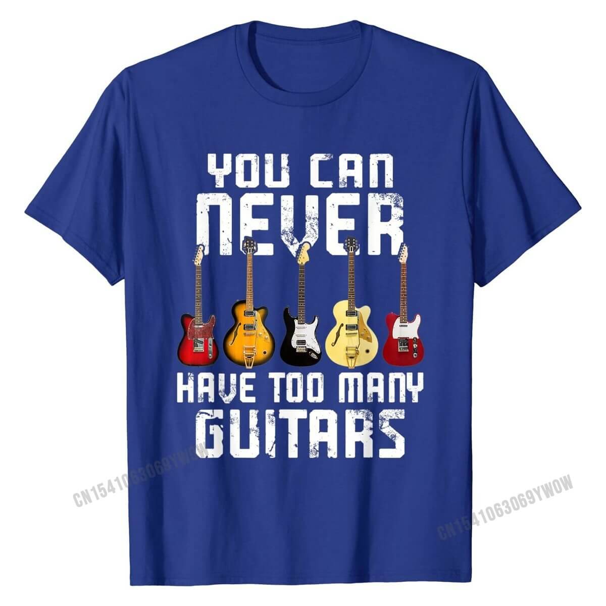 You Can Never Have Too Many Guitars print T-Shirt Royal Blue guitarmetrics