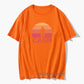 Johnny Cash Guitar Sunset print T Shirt Orange guitarmetrics