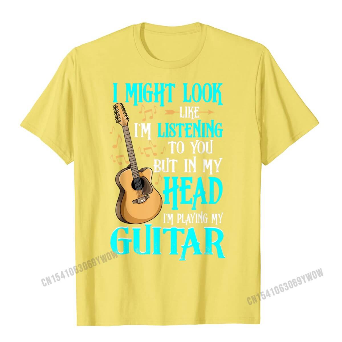 Unique and funny guitar print t-shirt Yellow guitarmetrics