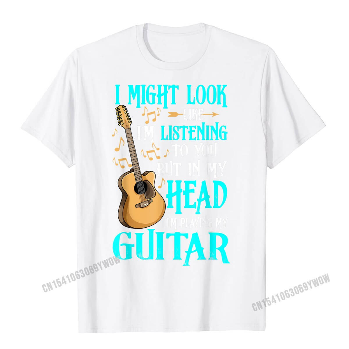 Unique and funny guitar print t-shirt White guitarmetrics