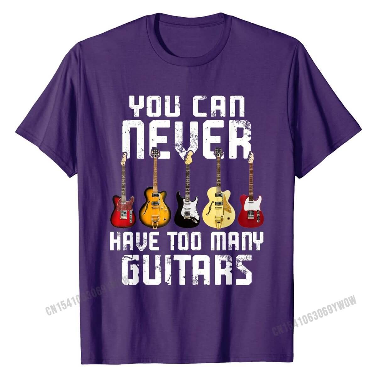 You Can Never Have Too Many Guitars print T-Shirt Purple guitarmetrics