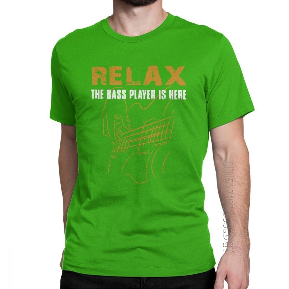 Relax The Bass Player print Tshirt Green guitarmetrics
