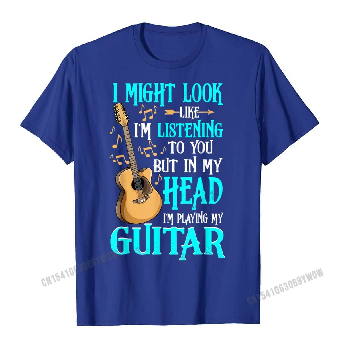 Unique and funny guitar print t-shirt Blue guitarmetrics