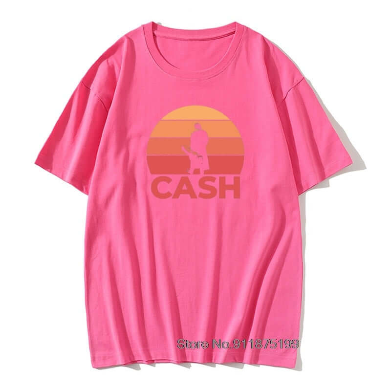Johnny Cash Guitar Sunset print T Shirt Heliconia guitarmetrics