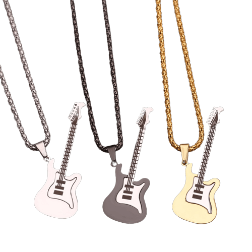 ELAINE ST Stainless Steel Rock Music Guitar Pendant guitarmetrics