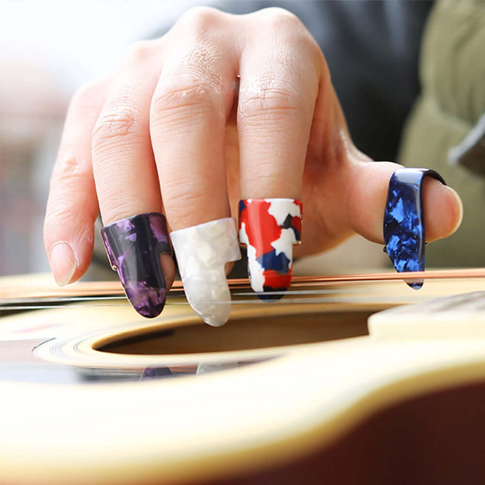 4 pcs Finger Guitar Picks Celluloid Fingerpicks guitarmetrics