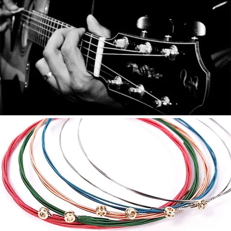 1 Set 6Pcs Rainbow Colorful Guitar Strings Default Title guitarmetrics