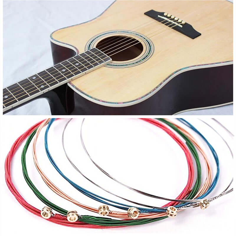 1 Set 6Pcs Rainbow Colorful Guitar Strings guitarmetrics