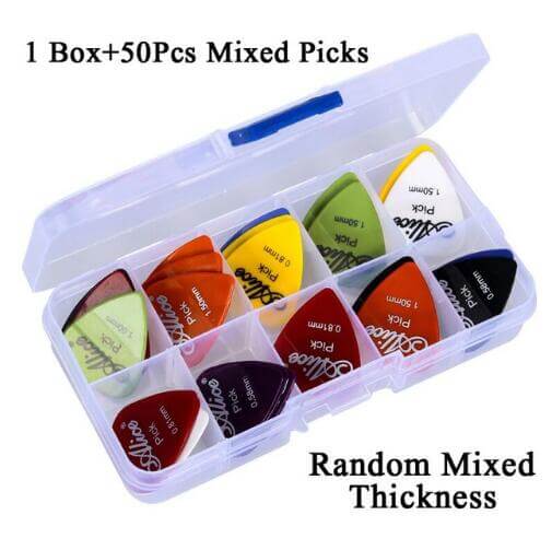 Guitar accessories set (Picks, capo, fingertip protector) 50 Mix Box guitarmetrics