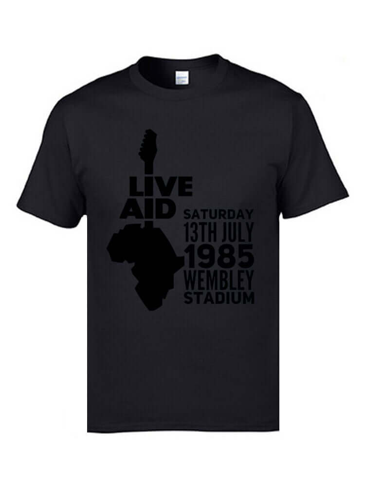 Live Aid Rock Music guitar print T-shirt Black guitarmetrics