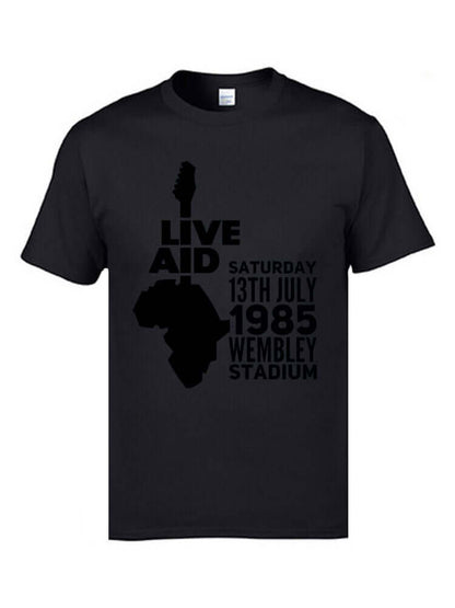 Live Aid Rock Music guitar print T-shirt Black guitarmetrics