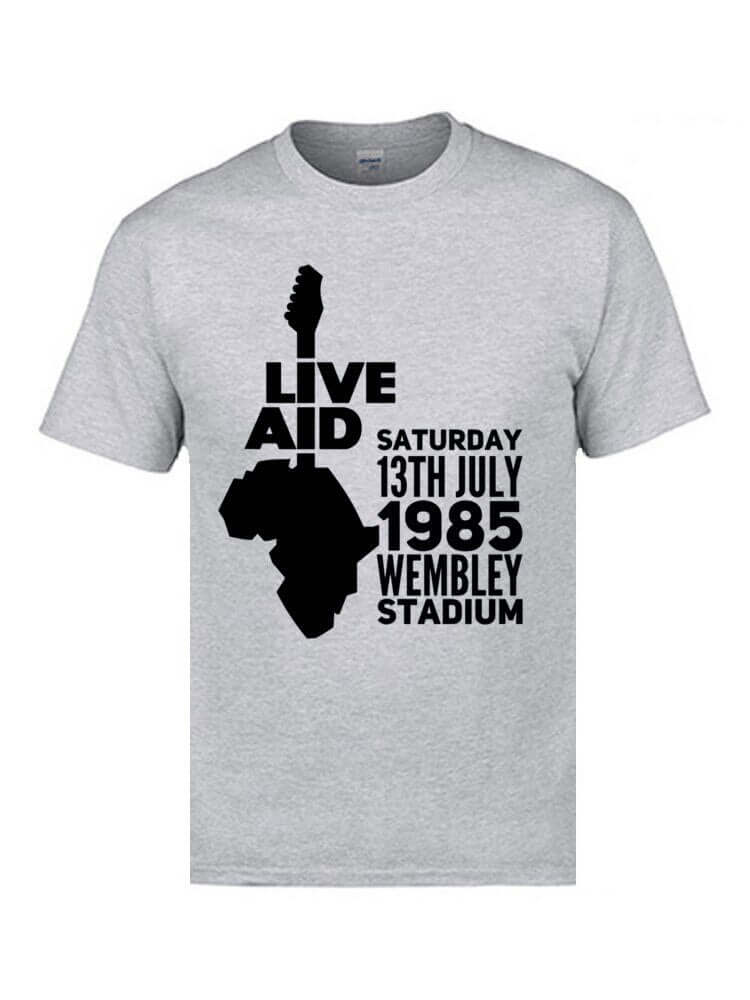 Live Aid Rock Music guitar print T-shirt Gray guitarmetrics
