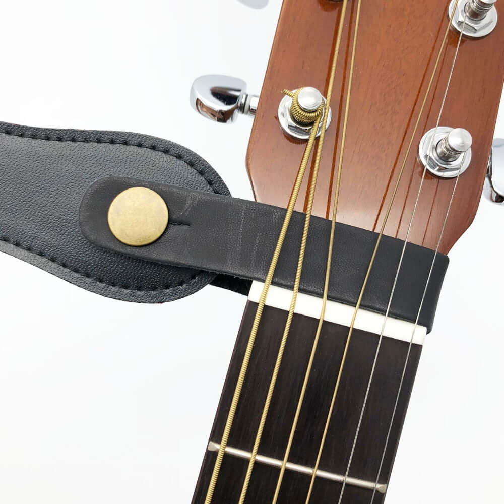 Leather Guitar Strap Holder Button Safe Lock guitarmetrics