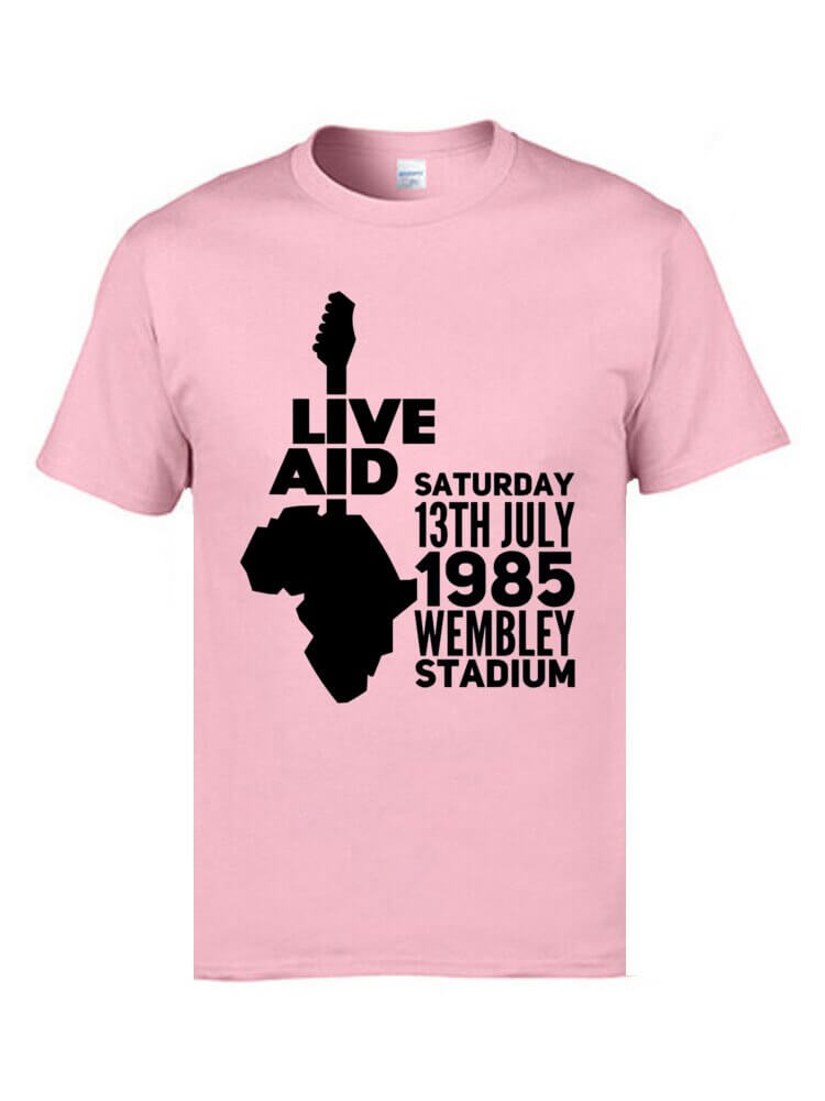 Live Aid Rock Music guitar print T-shirt Pink guitarmetrics