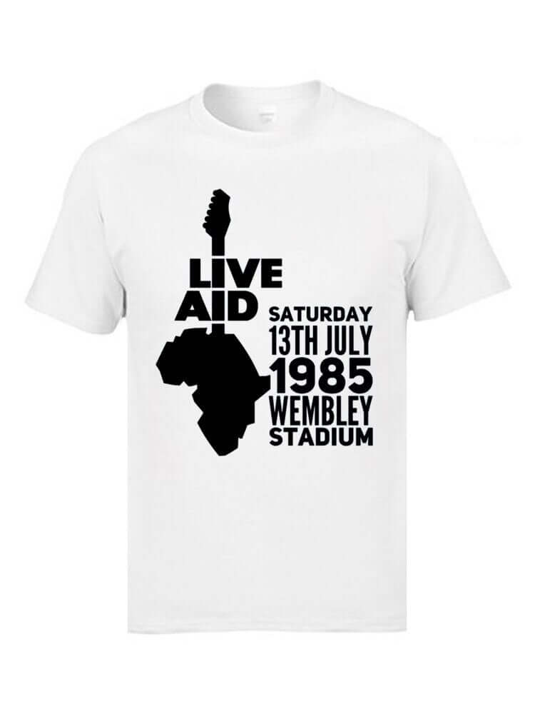 Live Aid Rock Music guitar print T-shirt White guitarmetrics