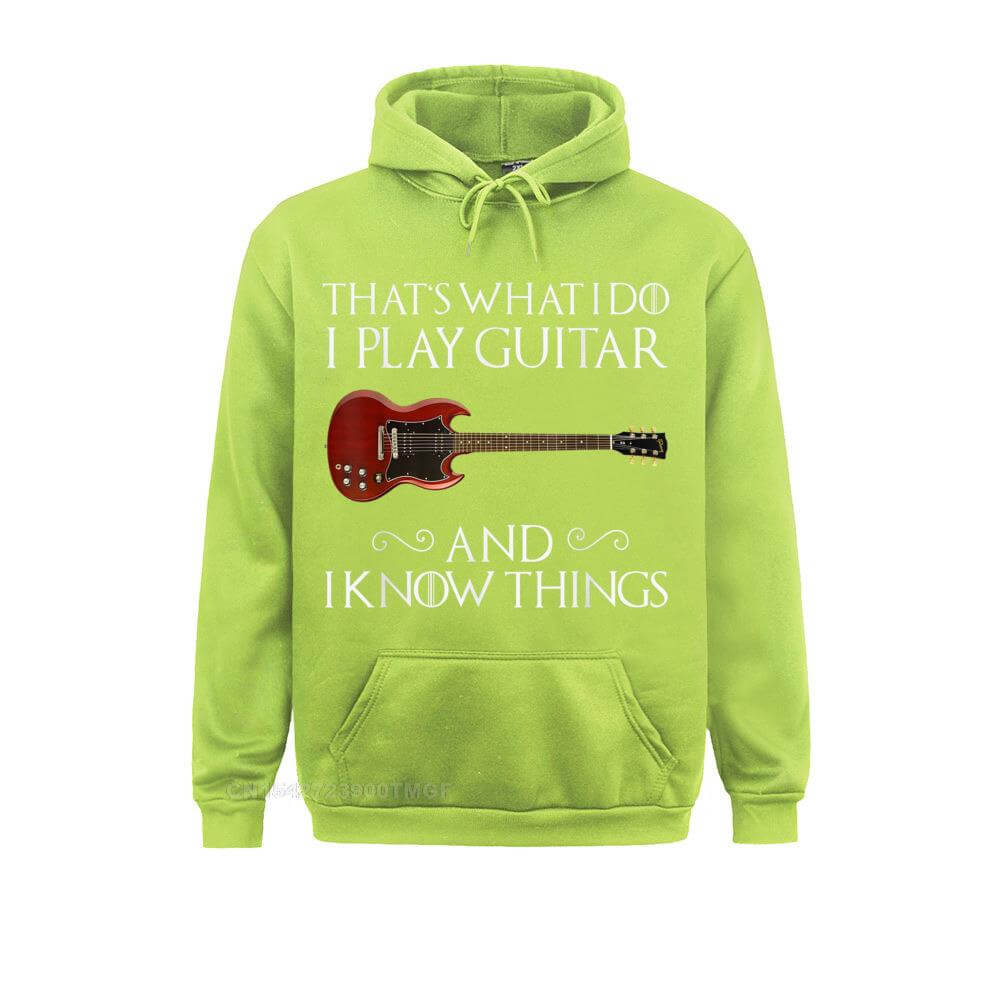 Thats What I Do Play Guitar And I Know Things Hoodie Lightgreen guitarmetrics