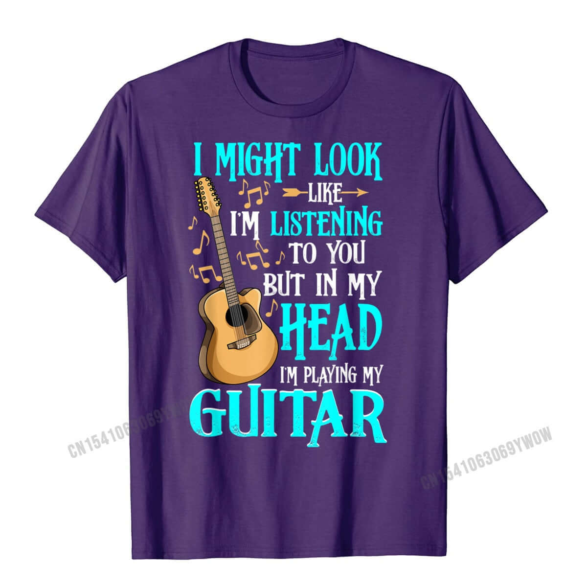 Unique and funny guitar print t-shirt purple guitarmetrics
