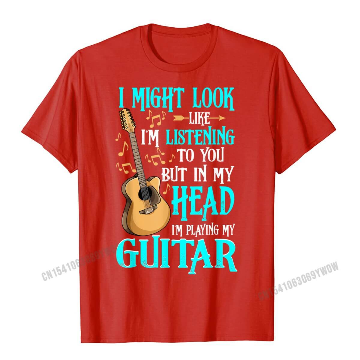 Unique and funny guitar print t-shirt Red guitarmetrics