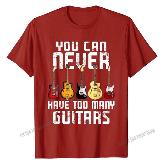 You Can Never Have Too Many Guitars print T-Shirt Cranberry guitarmetrics