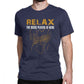 Relax The Bass Player print Tshirt Navy Blue guitarmetrics