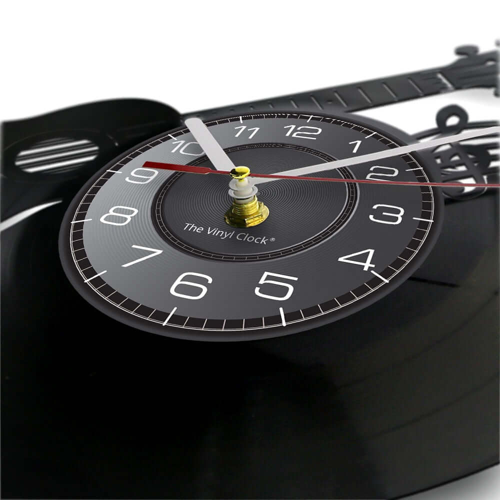 Vinyl record LED Guitar wall clock guitarmetrics