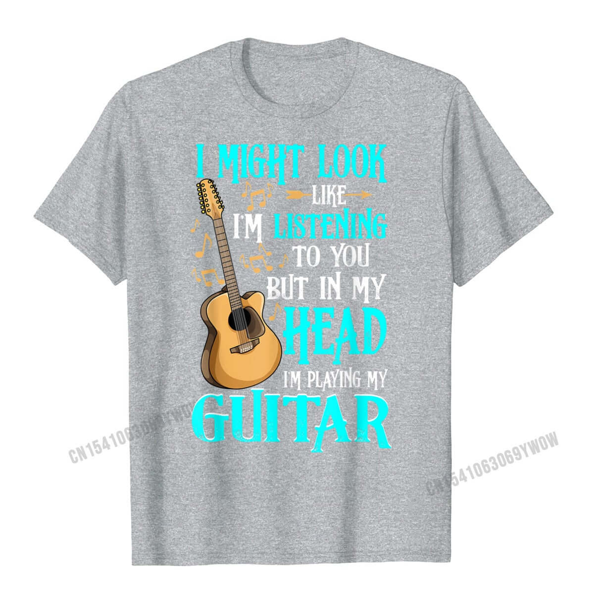 Unique and funny guitar print t-shirt Gray guitarmetrics