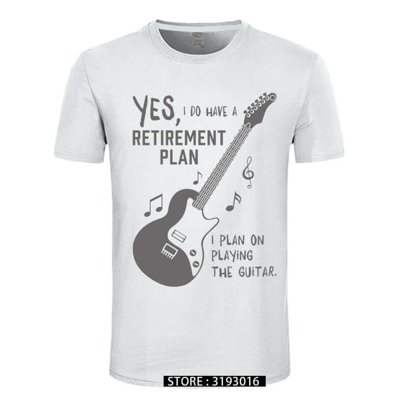 I Plan on Playing The Guitar Funny Music T-Shirt white gray guitarmetrics