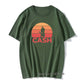 Johnny Cash Guitar Sunset print T Shirt Dark Green guitarmetrics